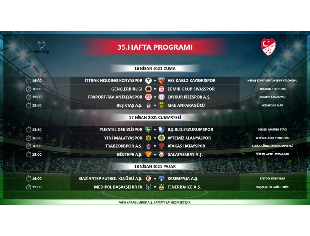 Denizlispor, Süper Lig'de 35-39. hafta programları açıklandı