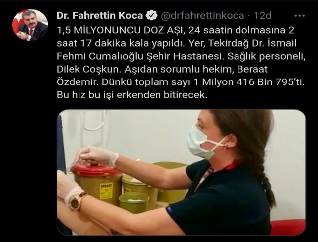 Bakan Koca, 24 saat dolmadan aşıda rekor sayıyı duyurdu