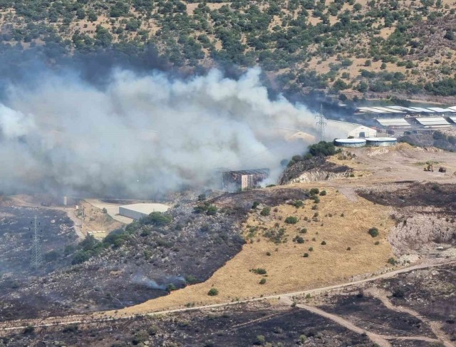 Bergama’daki yangın süt işletme tesisine sıçradı, ekipler alarmda