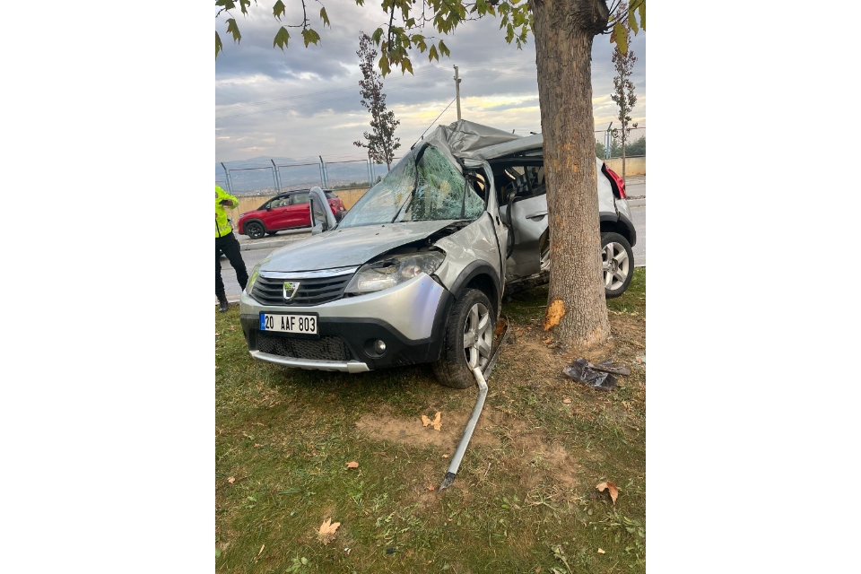 Ağaca çarpıp ikiye bölünen otomobildeki kadın hayatını kaybetti