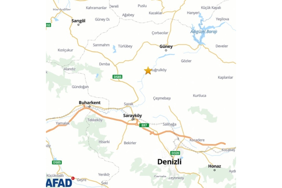 Denizli Güney’de 4.0 büyüklüğünde deprem