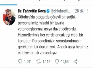 İlginç aşı davetine Bakan Kocadan destek