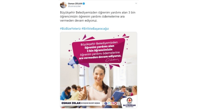 Büyükşehir öğrenim yardımlarında kesinti yok