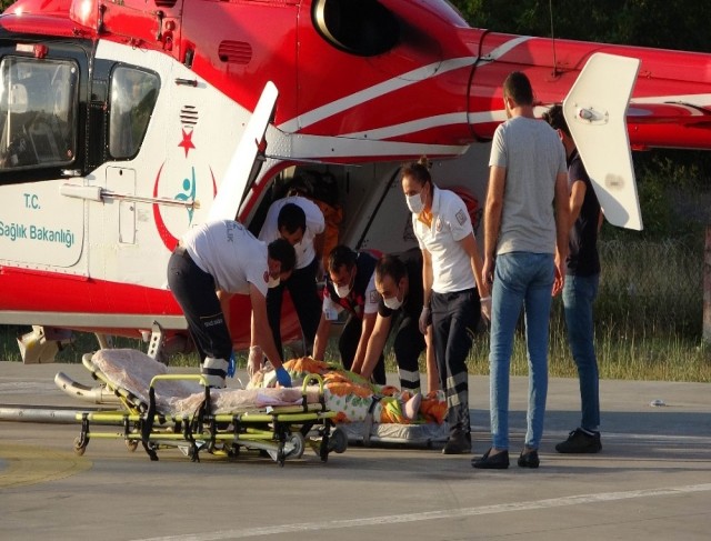 Böbrek hastası kadın ambulans helikopterle hastaneye sevk edildi