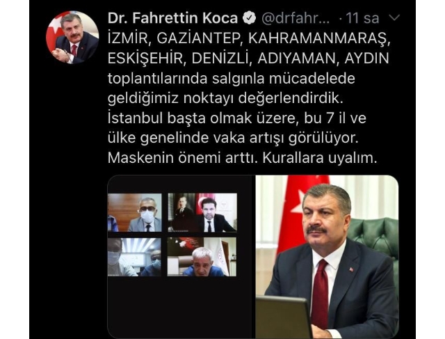 Sağlık Bakanı Koca’nın 2 haftadır dikkat çeken Denizli uyarısı