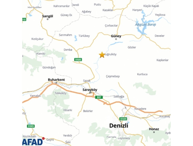 Denizli Güney’de 4.0 büyüklüğünde deprem