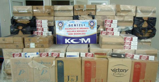 Denizli’de 40 bin paket kaçak sigara ele geçirildi
