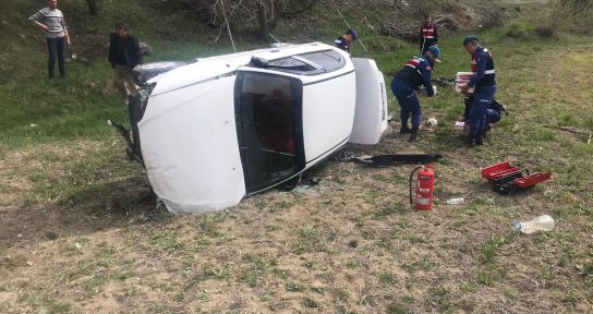 Tarlaya devrilen otomobilde bir kişi yaralandı