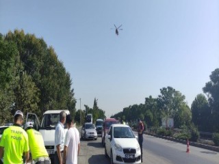 Manisa’da jandarma ve emniyetten helikopter destekli denetim