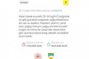Denizli için sağanak ve gök gürültülü yağış uyarısı